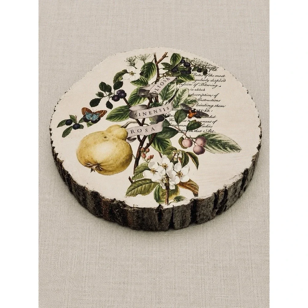 Decorative Round Wooden Stump Plaque. Great As A shelf sitter Or In  An Easel.